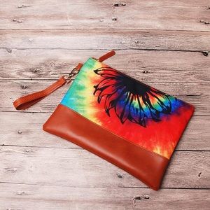 Sunflower tie dye clutch
